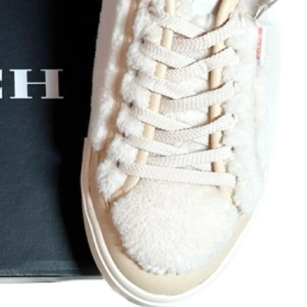Coach Citysole Shearling Sherpa Platform Sneakers White and Cream Size 8 NWT - Picture 7 of 7